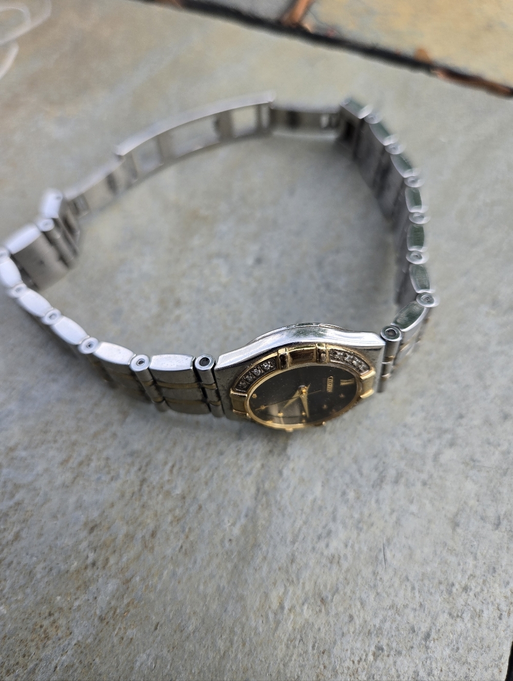 Citizen Eco Drive Two-Tone Silver and Gold Bracelet Watch with Black Dial - Picture 4 of 7